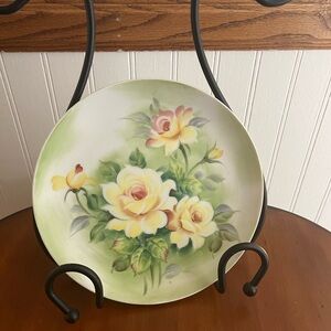 LEFTON Decorative‎ Plate Hand-Painted Floral 8 1/4" Vintage Beautiful!